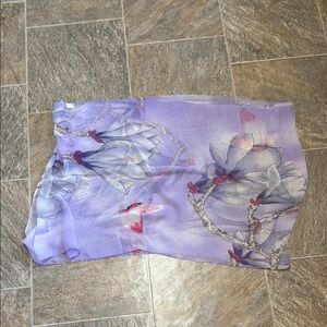 Floral Sheer Purple Scarf